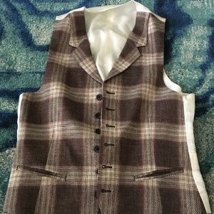 SUITSUPPLY Brown Windowpane Vest 36